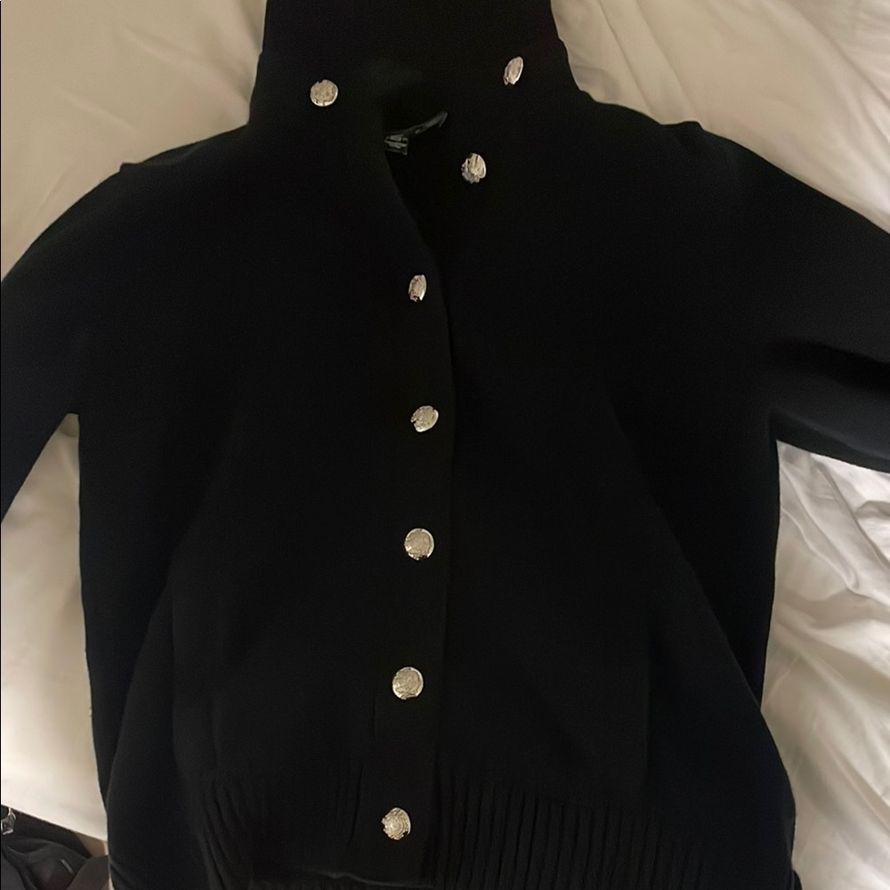 Black Sweater with Silver Buttons Ralph Lauren
